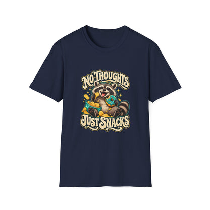 No Thoughts Just Snacks T-Shirt | Funny Raccoon Food Tee