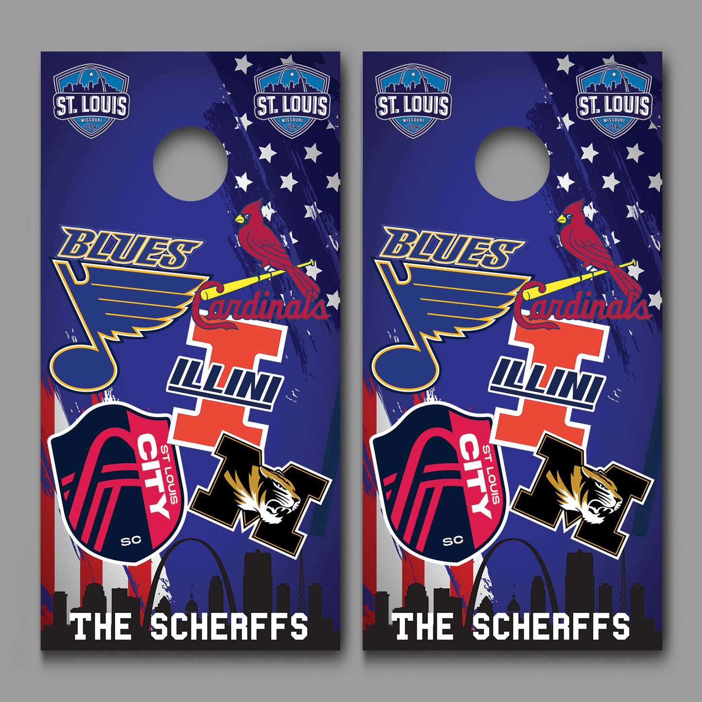 Saint Louis Missouri Illini Teams Customized With Your Name Corn Hole Wrap