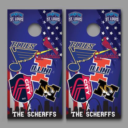 Saint Louis Missouri Illini Teams Customized With Your Name Corn Hole Wrap