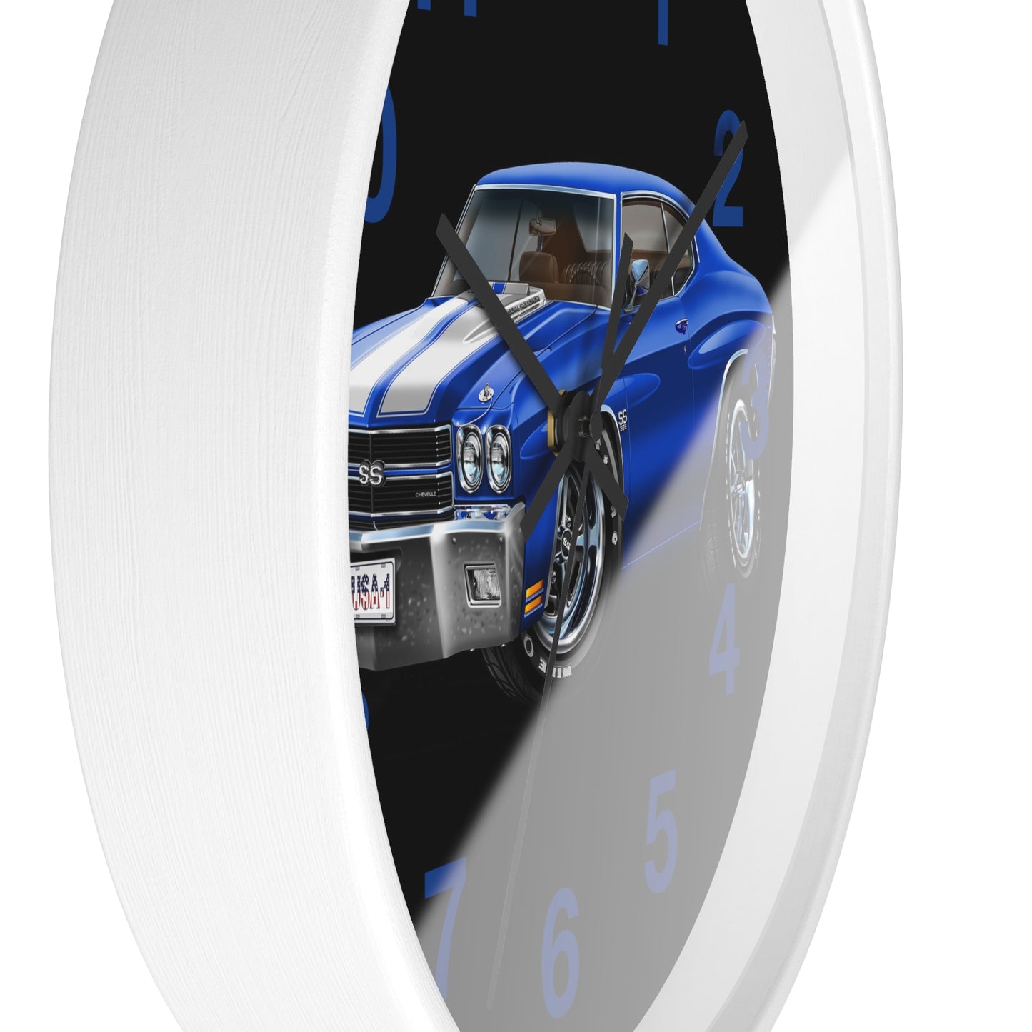 Classic 1970 Blue Chevelle Muscle Car Wall Clock — Vintage 1970s Chevy SS Design