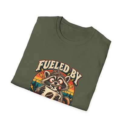 Fueled by Coffee and Bad Decisions T-Shirt | Funny Raccoon Tee