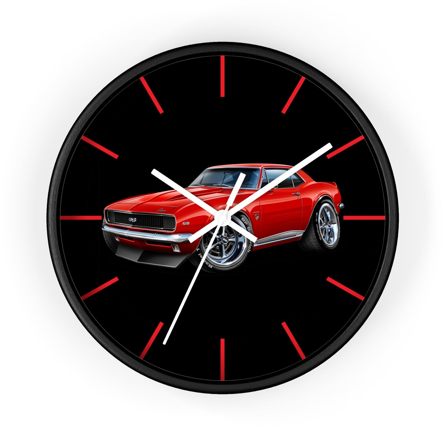 Classic 1967 Red Camaro Muscle Car Wall Clock — Retro Automotive Decor for Car Lovers