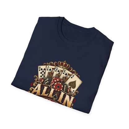 All In Poker Club T-Shirt | Vintage Royal Flush Card Game Tee