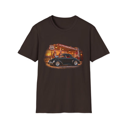 Route 66 Classic 1941 American Willys Car Gas Station T-Shirt