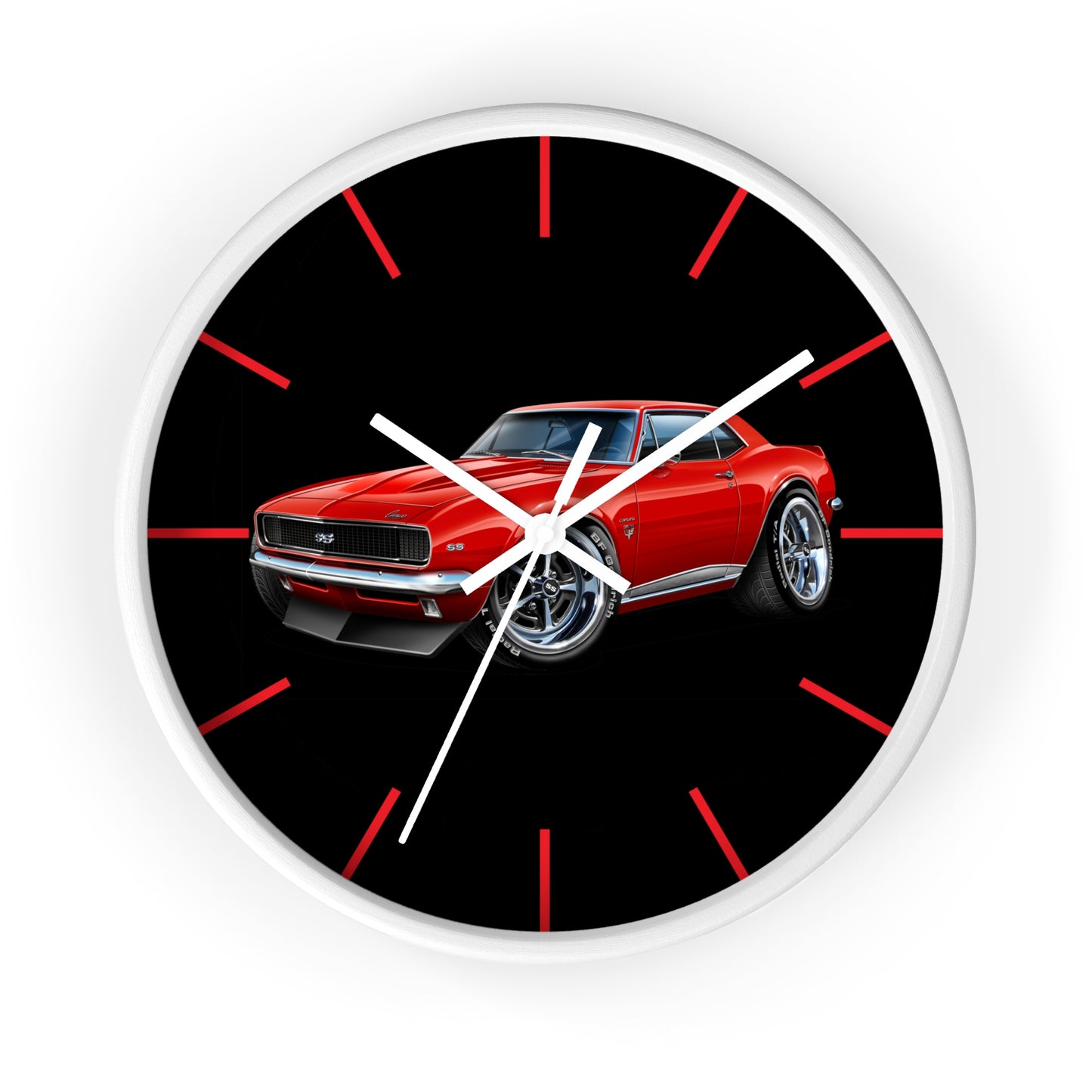 Classic 1967 Red Camaro Muscle Car Wall Clock — Retro Automotive Decor for Car Lovers