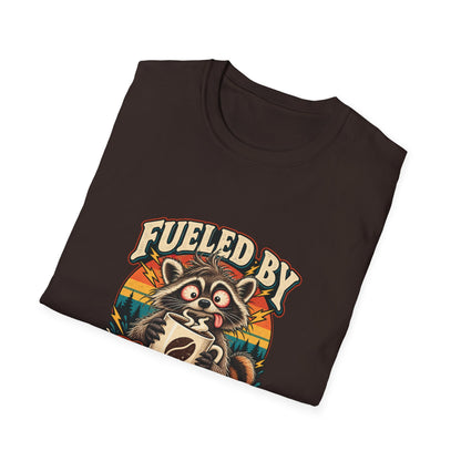 Fueled by Coffee and Bad Decisions T-Shirt | Funny Raccoon Tee