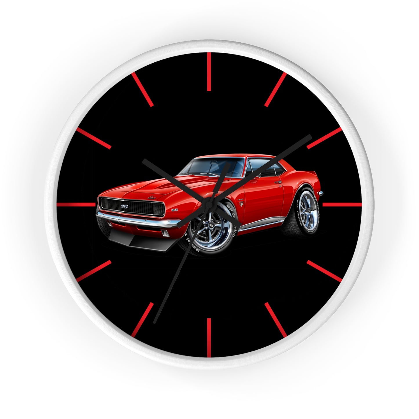 Classic 1967 Red Camaro Muscle Car Wall Clock — Retro Automotive Decor for Car Lovers