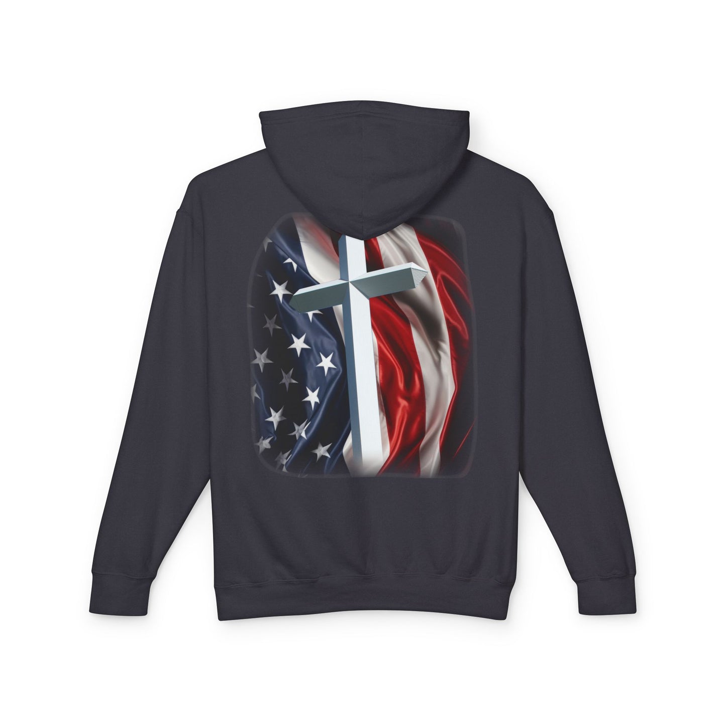 Christian Cross & American Flag Hoodie - Patriotic Faith Sweatshirt