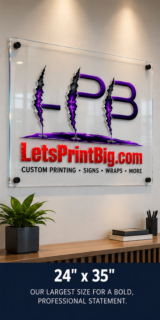 Custom UV Printed CLEAR Acrylic Business Sign with Standoffs