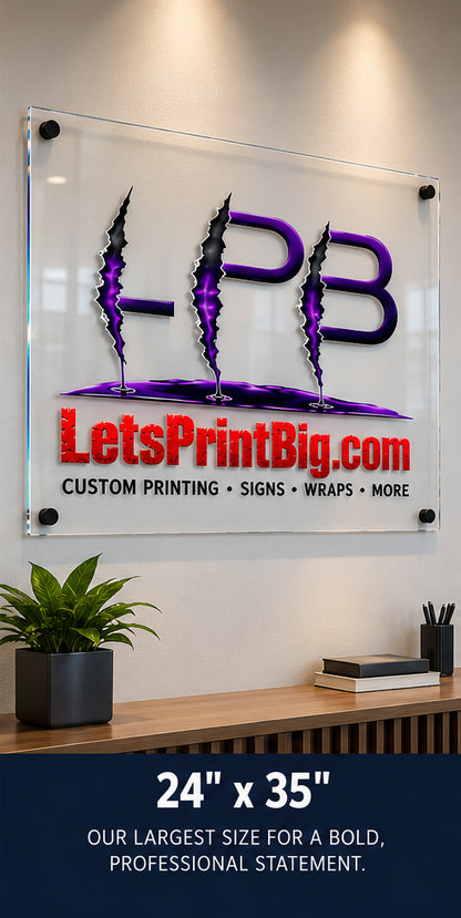 Custom UV Printed CLEAR Acrylic Business Sign with Standoffs