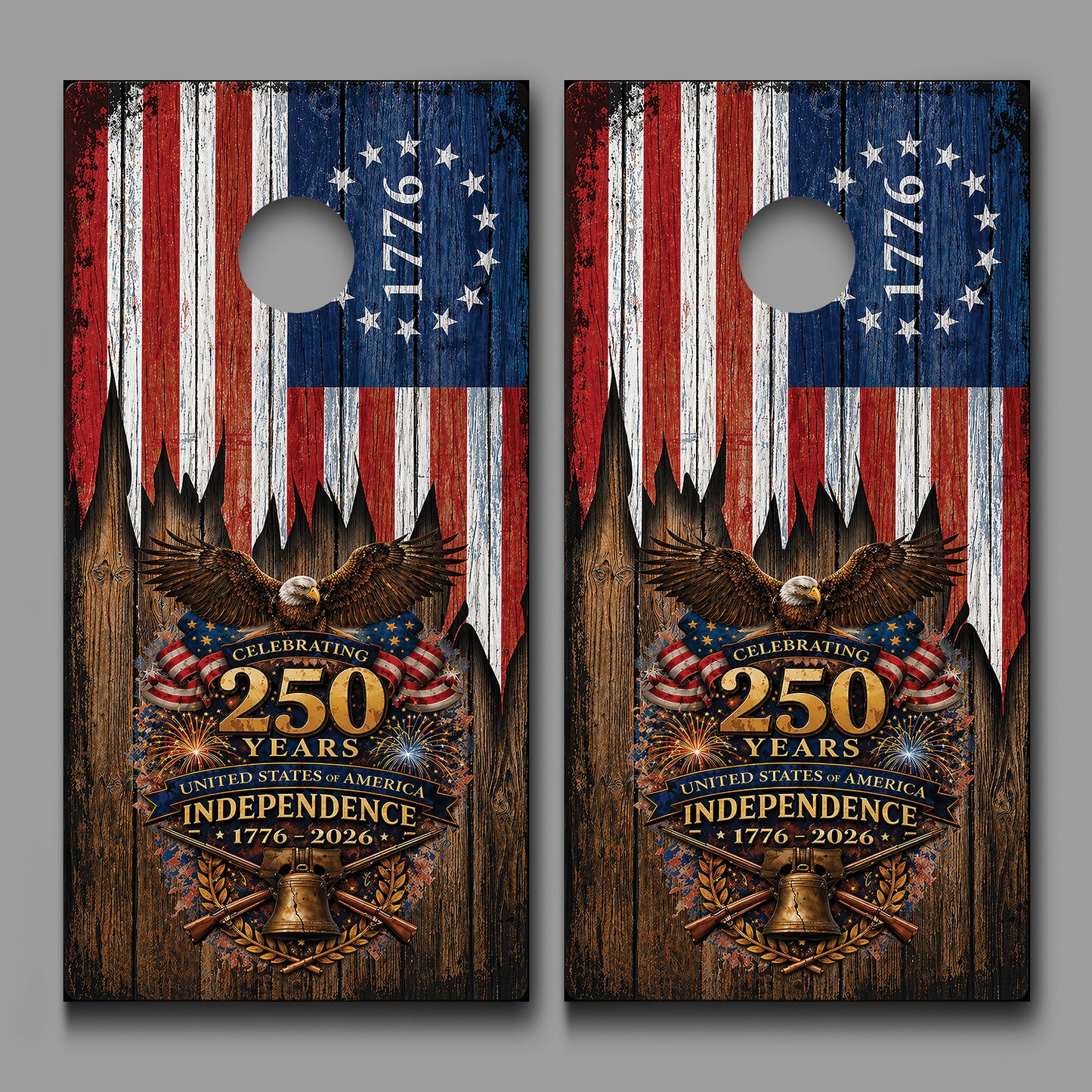 250 Years Independence Flag Eagle Red White Blue Corn hole Decal Wraps
