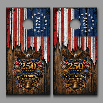 250 Years Independence Flag Eagle Red White Blue Corn hole Decal Wraps