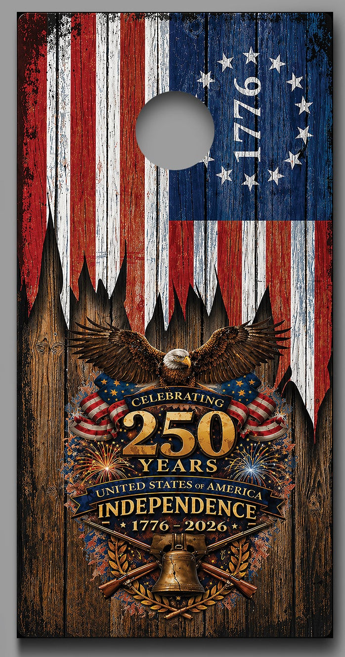 250 Years Independence Flag Eagle Red White Blue Corn hole Decal Wraps