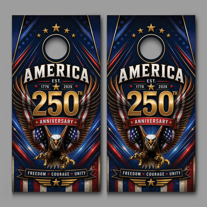 250th Anniversary Eagle Flag Wings Freedom Red White Blue Modern Bright design Corn hole Decal Wraps