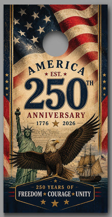 250th Anniversary Freedom Red White Blue wood design Corn hole Decal Wraps