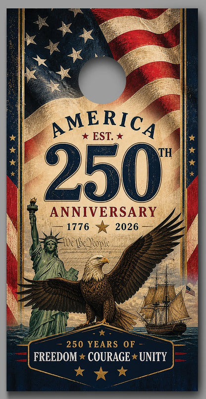 250th Anniversary Freedom Red White Blue wood design Corn hole Decal Wraps