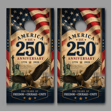 250th Anniversary Freedom Red White Blue wood design Corn hole Decal Wraps