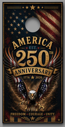 250th Anniversary Eagle Flag Wings Freedom Red White Blue wood design Corn hole Decal Wraps