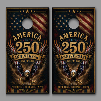 250th Anniversary Eagle Flag Wings Freedom Red White Blue wood design Corn hole Decal Wraps