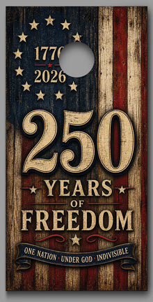 250 Years of Freedom Red White Blue wood design Corn hole Decal Wraps
