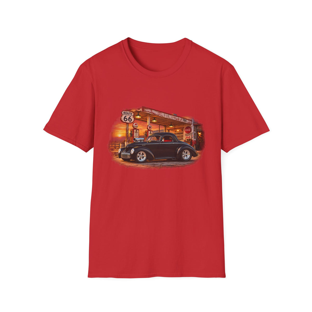 Route 66 Classic 1941 American Willys Car Gas Station T-Shirt