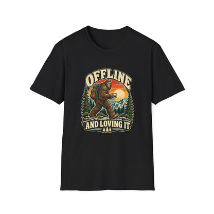 Offline and Loving It Bigfoot T-Shirt | Vintage Camping & Hiking Tee