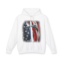 Christian Cross & American Flag Hoodie - Patriotic Faith Sweatshirt