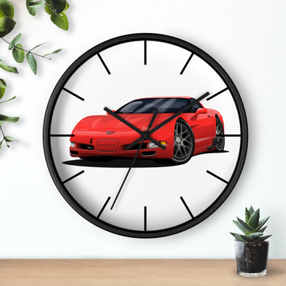 1997 Corvette Red Sports Car Wall Clock — Racing Car Decor for Garage, Man Cave, Kids’ Room