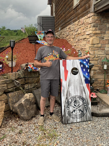 Flag 2nd Amendment Wood Design Cornhole Graphics Decal Wraps customer photo