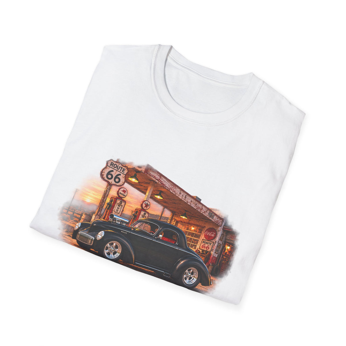 Route 66 Classic 1941 American Willys Car Gas Station T-Shirt