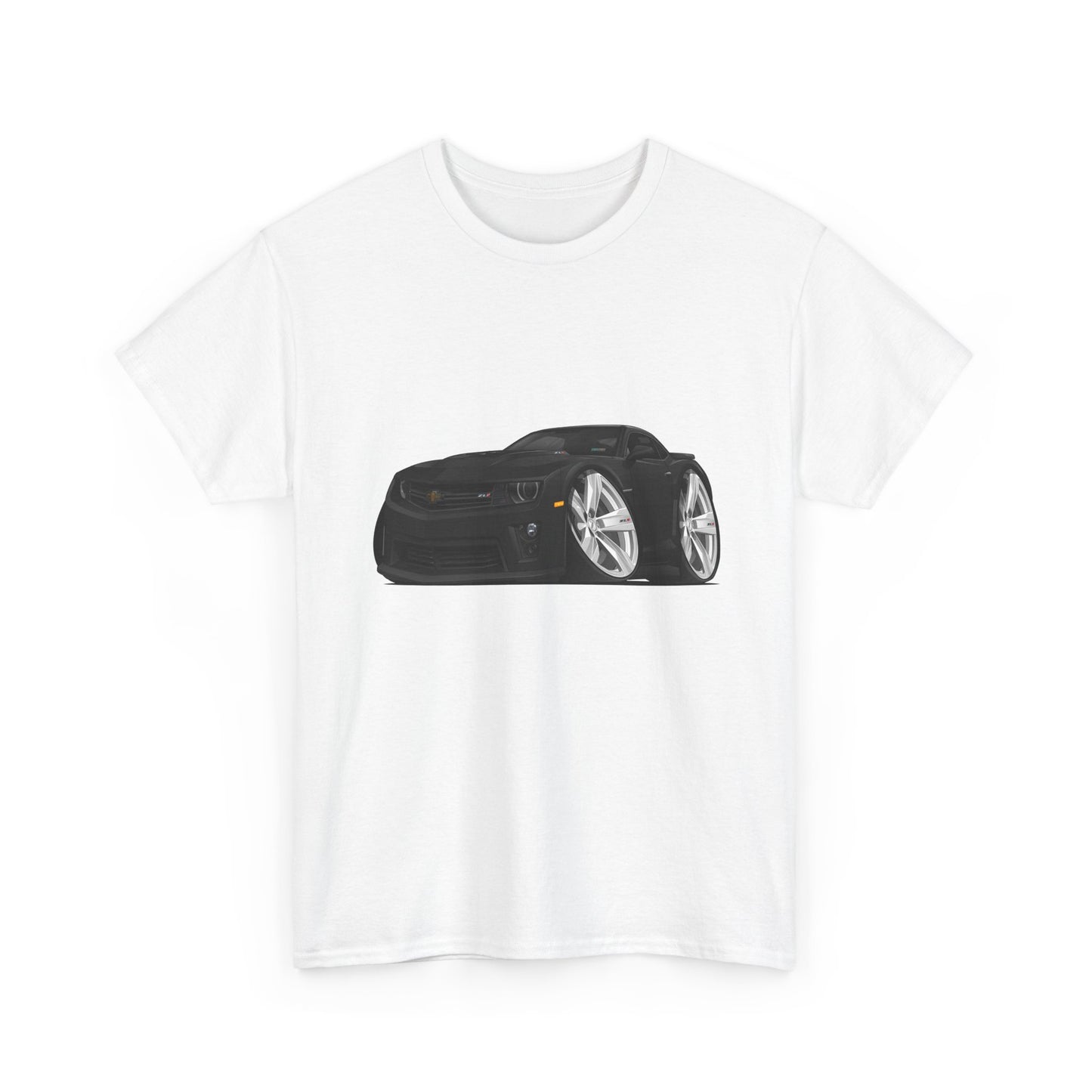 2013 Camaro Car Illustration Tee — Black Sports Car Graphic T-Shirt