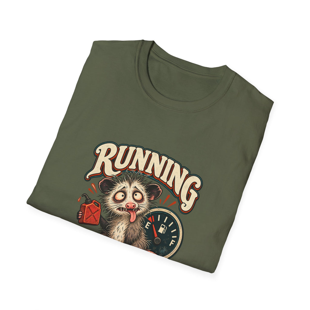 Running on Empty T-Shirt | Funny Opossum Fuel Gauge Tee