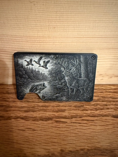 Laser Engraved Unisex Solid Color Aluminum Alloy Open Wallets