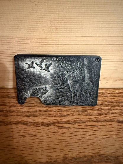 Laser Engraved Unisex Solid Color Aluminum Alloy Open Wallets