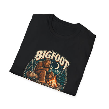 Bigfoot Night Shift T-Shirt | Vintage Sasquatch Campfire Tee