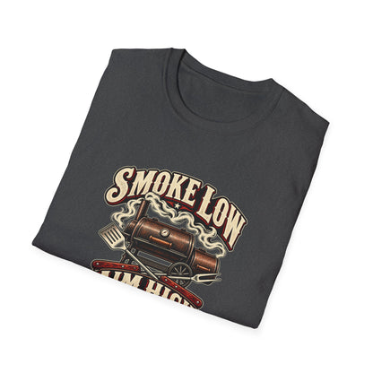 Smoke Low Aim High T-Shirt | Vintage BBQ Smoker Pitmaster Tee