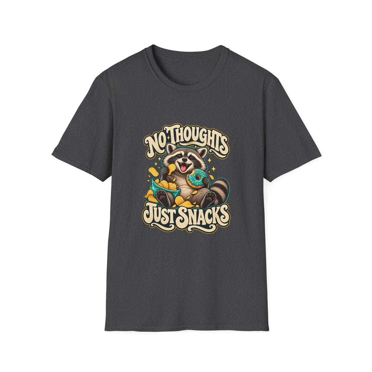 No Thoughts Just Snacks T-Shirt | Funny Raccoon Food Tee