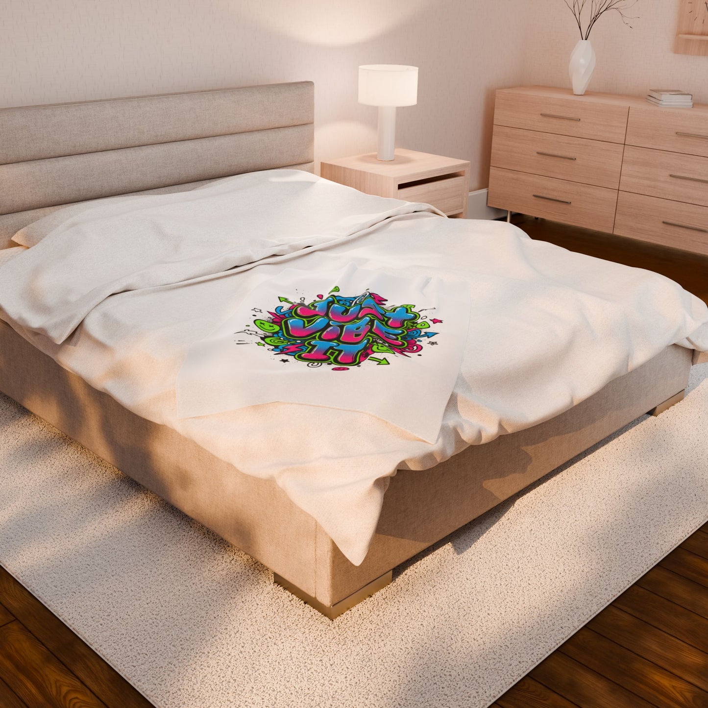 Just Vibe It Plush Blanket | slogan, glitch graphic