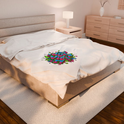 Just Vibe It Plush Blanket | slogan, glitch graphic
