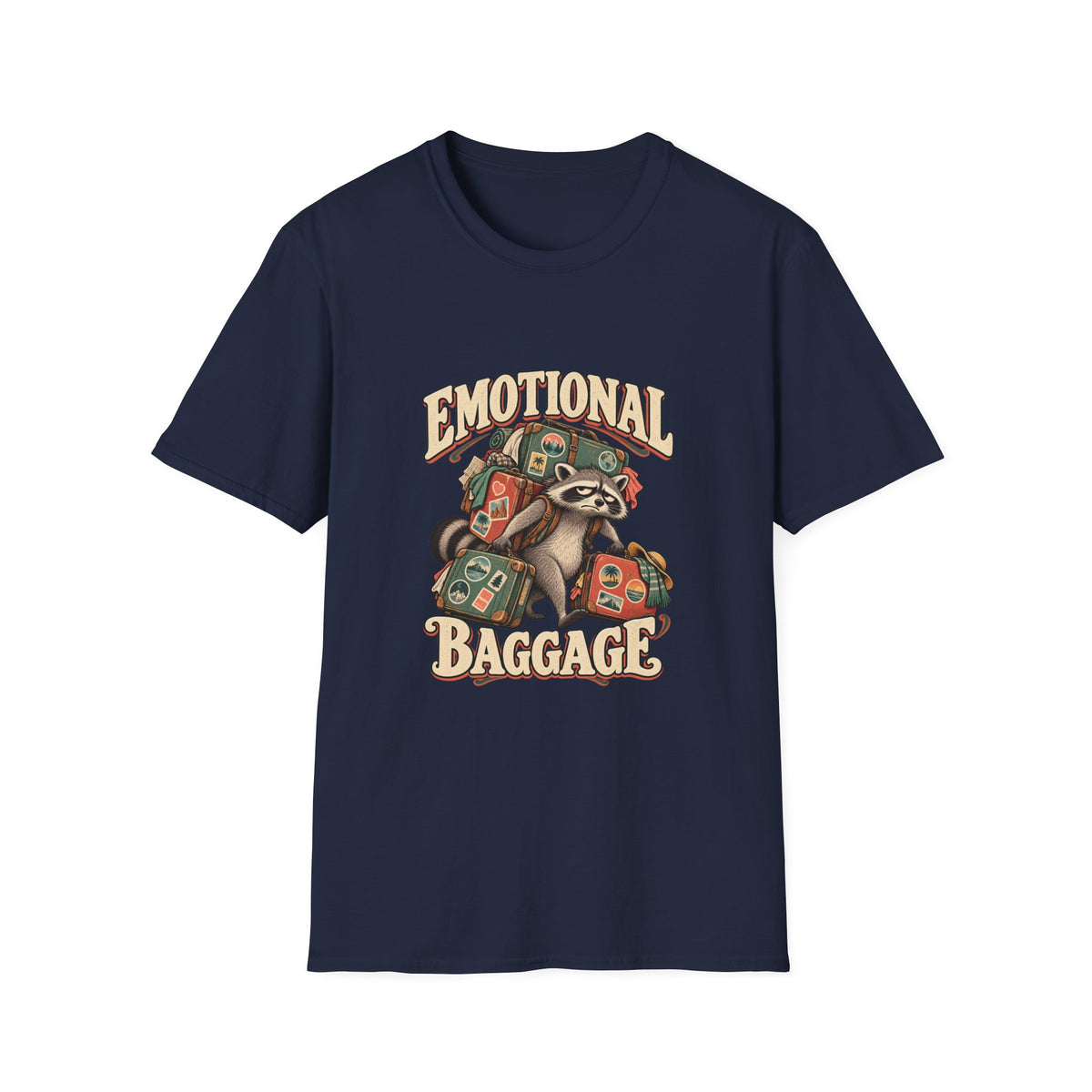 Emotional Baggage T-Shirt | Funny Raccoon Travel Tee