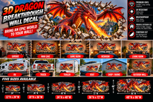 3D Fire-Breathing Dragon Breakthrough Wall Decal – Indoor & Outdoor Premium Vinyl Graphic