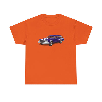 Classic Malibu Station Wagon Tee — Vintage Purple Car Graphic T-Shirt