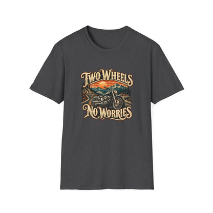 Two Wheels No Worries T-Shirt | Vintage Cruiser Motorcycle Tee