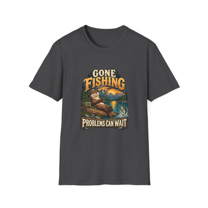 Gone Fishing Problems Can Wait T-Shirt | Funny Otter Tee