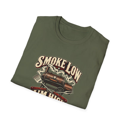 Smoke Low Aim High T-Shirt | Vintage BBQ Smoker Pitmaster Tee