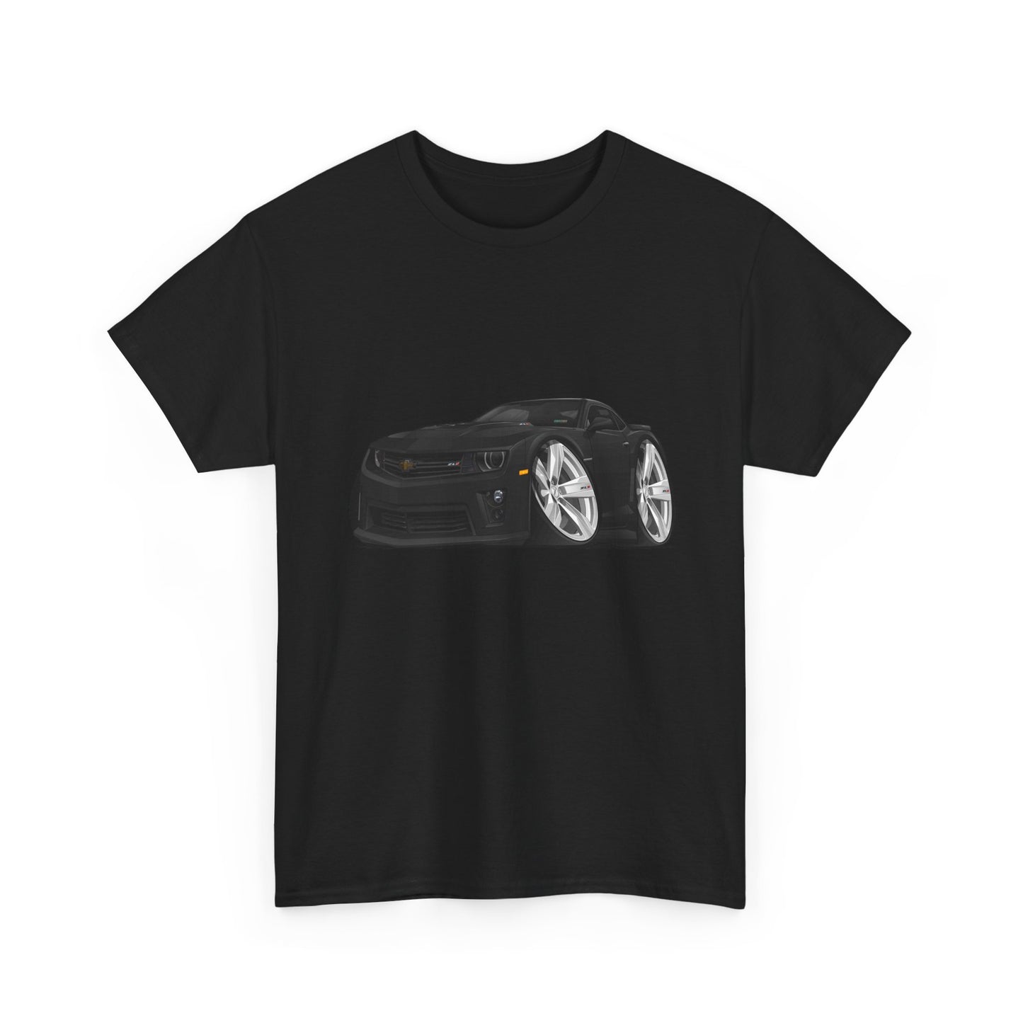 2013 Camaro Car Illustration Tee — Black Sports Car Graphic T-Shirt