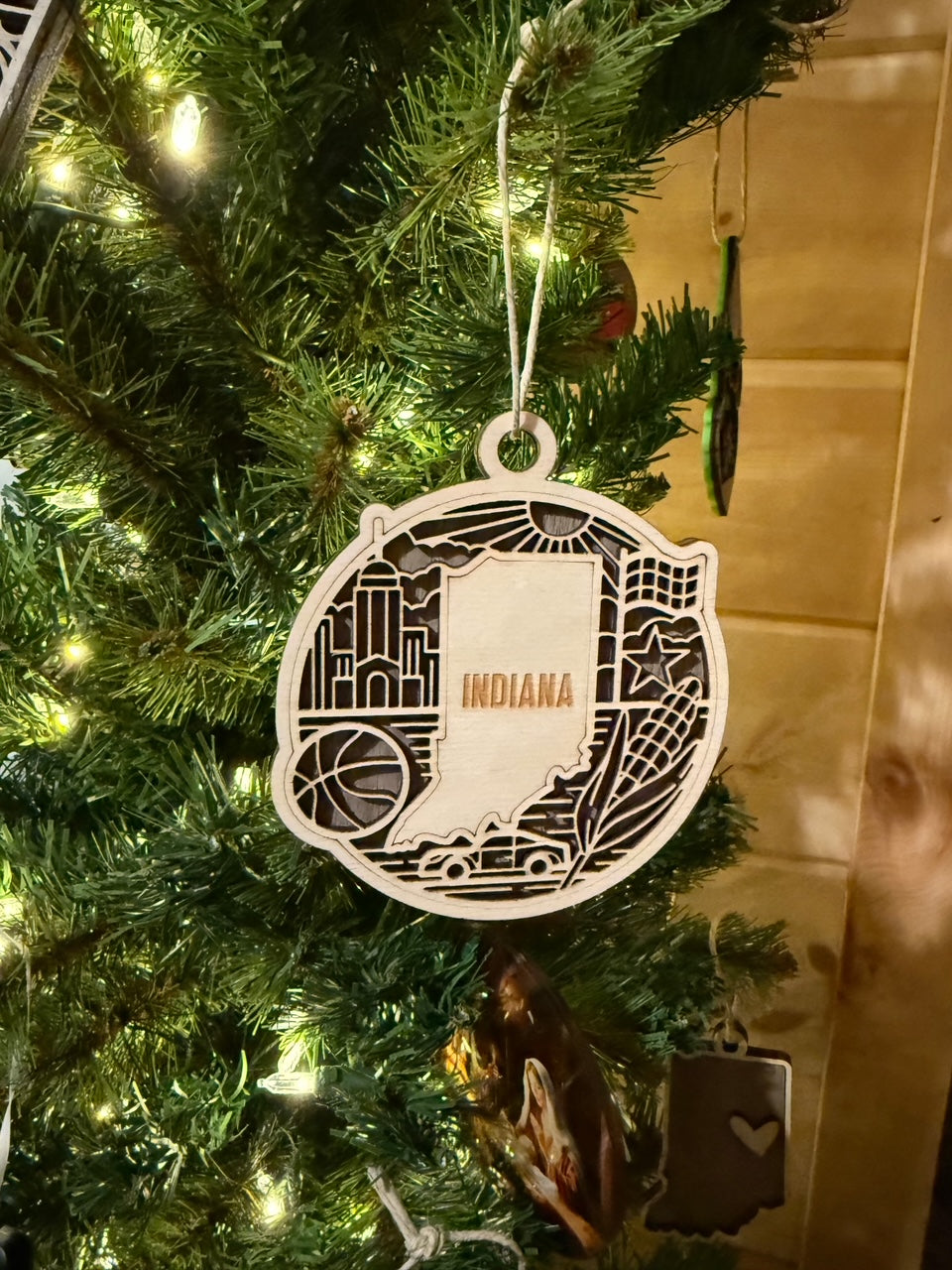 Indiana multiple layer Christmas Ornament Wood
