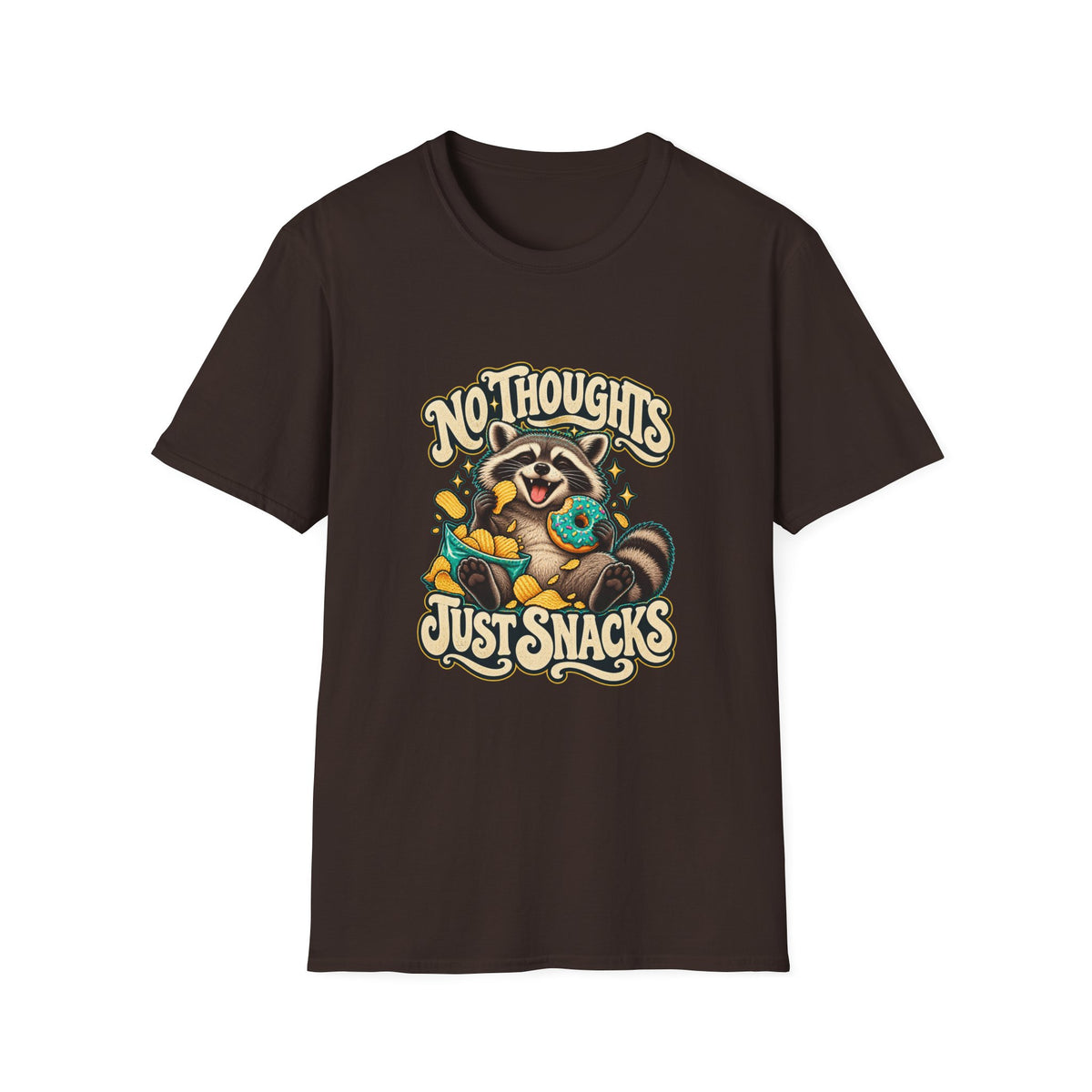 No Thoughts Just Snacks T-Shirt | Funny Raccoon Food Tee