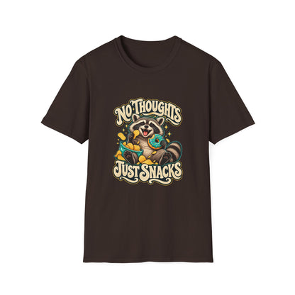 No Thoughts Just Snacks T-Shirt | Funny Raccoon Food Tee