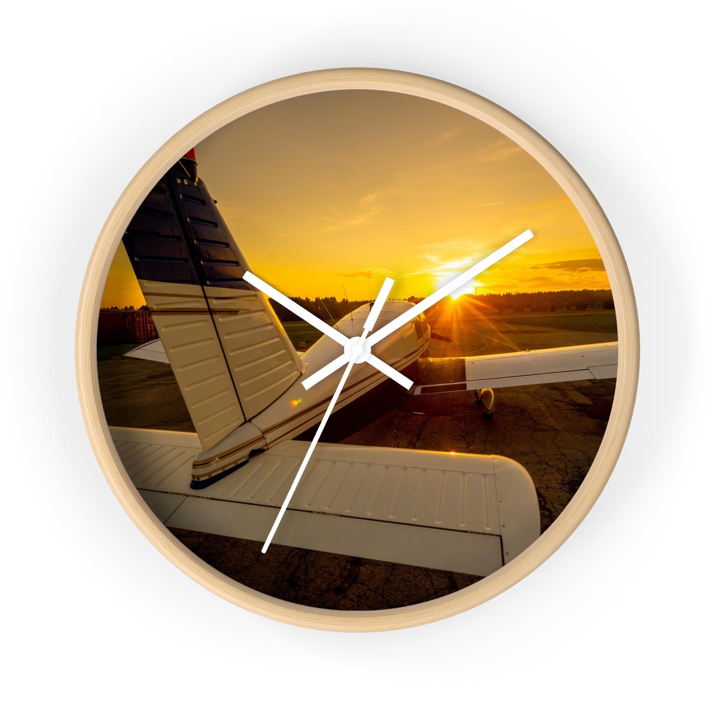 Aviation Sunset Wall Clock — Airplane Photo Decor for Pilots & Flight Lovers